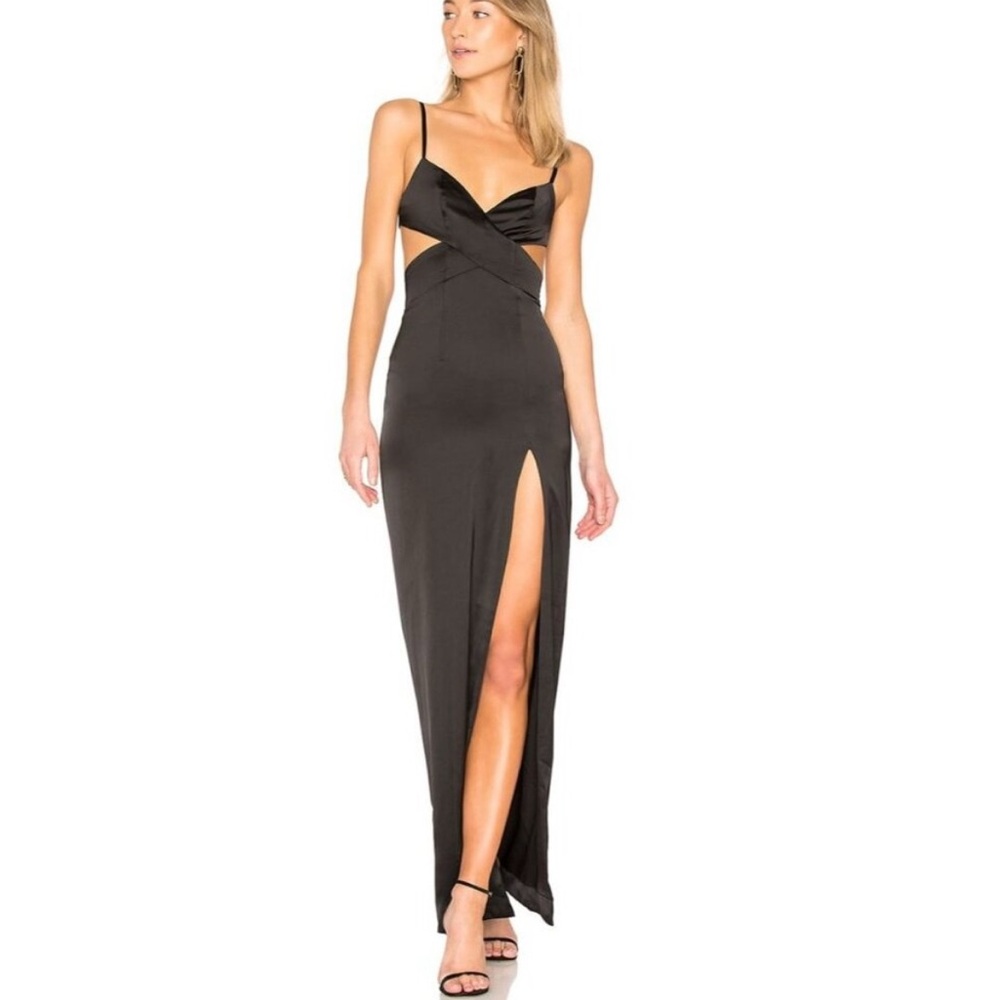 NWT LOVERS + FRIENDS Savannah Satin Gown in Black Size XL